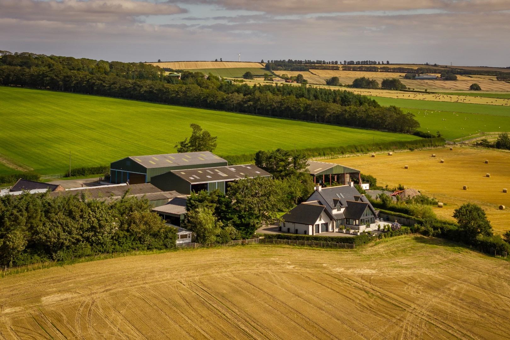 Lendrum Farm is an exceptional agricultural property with a superb five-bedroom farmhouse, productive land, an extensive range of farm buildings, a bothy and renewable energy assets, all situated in the heart of Aberdeenshire’s renowned agricultural region.