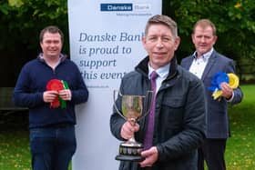 Discussnig plans for the Dungannon Dairy Sale on Thursday 23rd February are Holstein NI Committee members David McNaugher and Wallace Gregg, with sponsor Rodney Brown, Danske Bank.  Photograph: Columba O'Hare/ Newry.ie