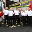 Permanent Secretary Peter May met Firefighters and NIFRS Support Staff at Ballymena Fire Station. Pictured left to right are: Alastair McConville; Danny Ard; Paul Brown; Interim Chief Fire & Rescue Officer Andy Hearn; James Dunlop; Permanent Secretary Peter May; Jenny Costello; Archie McKay; Mark Smyth; Laura Mullan, and Liam O’Sullivan. Pic: Department of Health