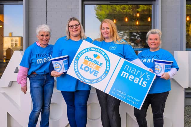 Sharon Loughran, Mary’s Meals Volunteer, with Andrea Magill, Breda Rice and Tracey Rice, from Around Noon. Picture: Submitted