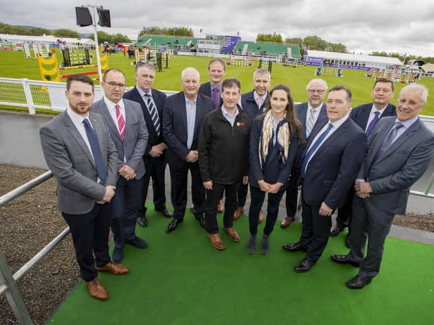 (Back row left to right), NIMEA chief executive Daryl McLaughlin, Moy Park agri business and live production services director Justin Coleman, NIAPA chair James Lowe, NIMEA vice-chair Terry Acheson, UFU president David Brown, LMC chief executive Ian Stevenson, DCNI chief executive Mike Johnston and NIFDA vice president Michael Bell. (Front row left to right) UFU chief executive Wesley Aston, NIGTA chief executive Gill Gallagher, NIFDA chair George Mullan and DCNI David Stewart.