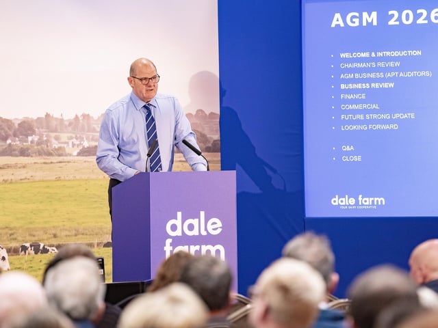 Dale Farm Chair Fred Allen addresses members at the cooperative's AGM