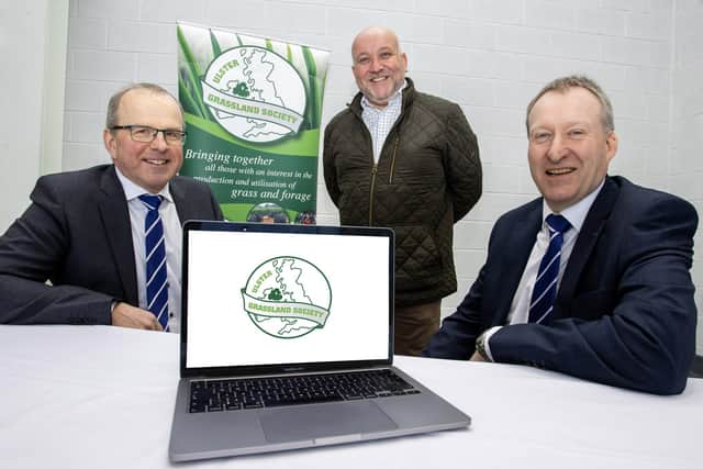 UGS President David Linton pictured centre discussing the forthcoming Conference with Harold Johnston, Past President and Neville Graham, Treasurer. Pic: McAuley Multimedia