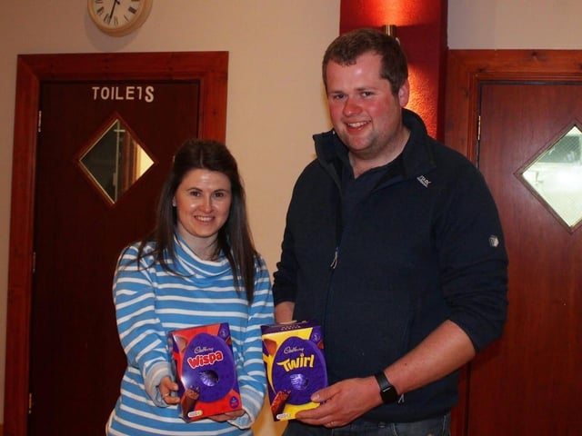 Club member, Phil Donaldson with his wife claiming their prize for second place