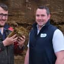 Pictured discussing the improved silage quality and reduced storage losses using the Clingseal Visqueen silage film cover are Evan Allen, Leprino Foods milk supplier, Richhill, Co Armagh and Mark Morrison, manager, Fane Valley Stores, Armagh. Picture: Columba O'Hare