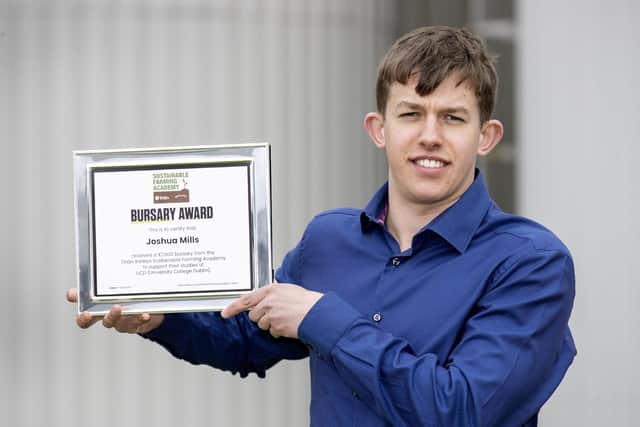 Sustainable Farming Academy Bursary Award winner Jushua Mills, a native of Kilgowan House, Kilcullen, Co Kildare and who is studying Agricultural Science at University College Dublin. Tirlán and Baileys Irish Cream Liqueur are celebrating 50 years in partnership by opening applications for their third successive Sustainable Farming Academy
