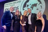 Stena Line’s Travel Commercial Manager Orla Noonan (centre) picks up the award for Best Ferry Company at the 2026 NI Travel & Tourism Awards.