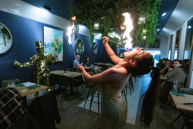GG Staffing and Entertainment provided performers, including fire dancers, for opening night at Mangosteen in Southsea. Picture: Habibur Rahman.
