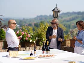 Pictured in actor Stanley Tucci in the BBC's series Searching for Italy, Episode 3, Bologna. Picture: BBC/RAW Television/2021 CNN, INC