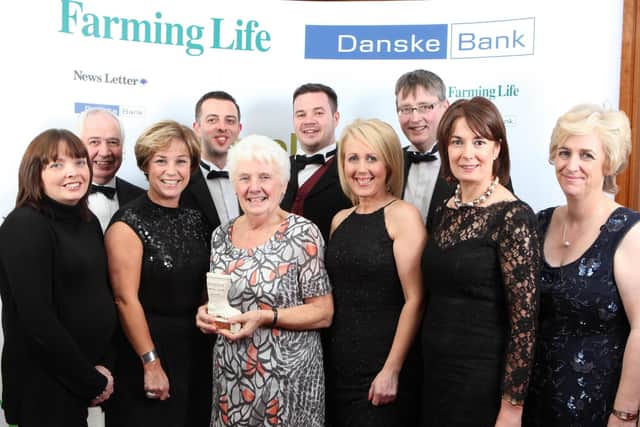 Violet Bell with committee members of Castlewellan Show when she received a Farming Life award