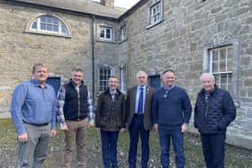 DAERA Minister Andrew Muir pictured with UFU deputy president William Irvine and UFU policy chairs David McElrea (potatoes), Christopher Gill (seeds and cereals), Trevor Gabbie (vegetables) and David Johnson (fruit). (Pic: UFU)