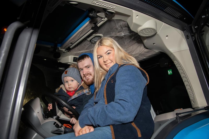 At the Stewart Agri Landini launch on Thursday last at Bonagee, Letterkenny are, Kayden Doherty, Conor Lynagh and Kirsty Doherty. Photo Clive Wasson