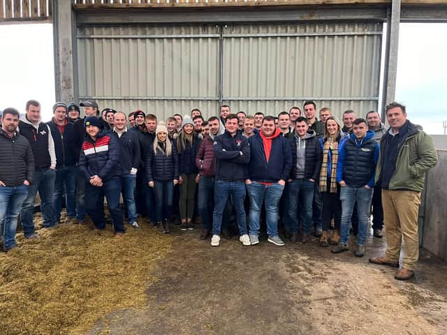 YFCU members with Steve Mitchell (Right) at The Buffalo Farm in Kirkcaldy after their tour