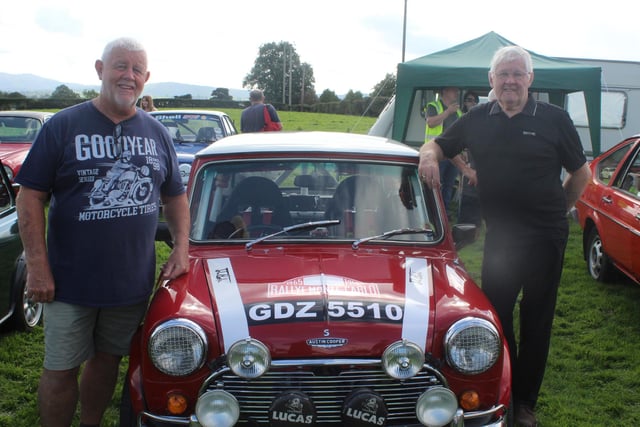 Geoffrey Clydesdale brought hid mini car to the vintage Rally pictured with his brother Victor Clydesdale from Katesbridge. Pic: Billy Maxwell