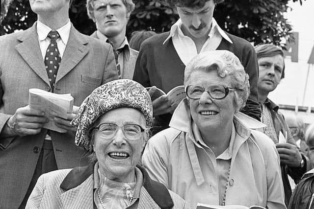 Mrs Margaret Smith, aged 95, with her daughter Mrs McLean pictured in August 1980 at the British Friesian Society’s exhibition at Balmoral, Belfast. Mrs Smith’s late husband ran the famous Ashbrooke herd Carnmoney, the herd was founded in 1936. Picture: News Letter archives/Darryl Armitage