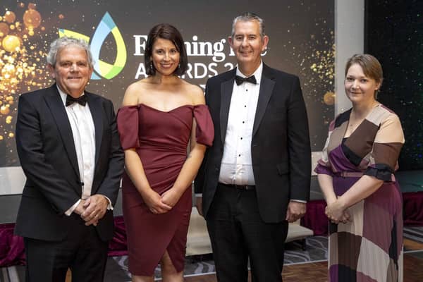Compare Adrian Logan, Joanne Knox Farming Life, Minister of Agriculture Edwin Poots and Ruth Rodgers Editor of Farming Life at the Farming Life Awards.Pic Steven McAuley/McAuley Multimedia