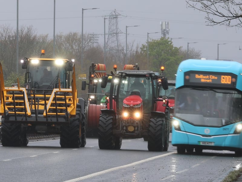 Vehicles on Sydenham by-pass in Belfast, as the National Fuel Protest against rising fuel prices continues. Picture date: Tuesday April 14, 2026. PA Photo. Photo credit should read: Liam McBurney/PA Wire