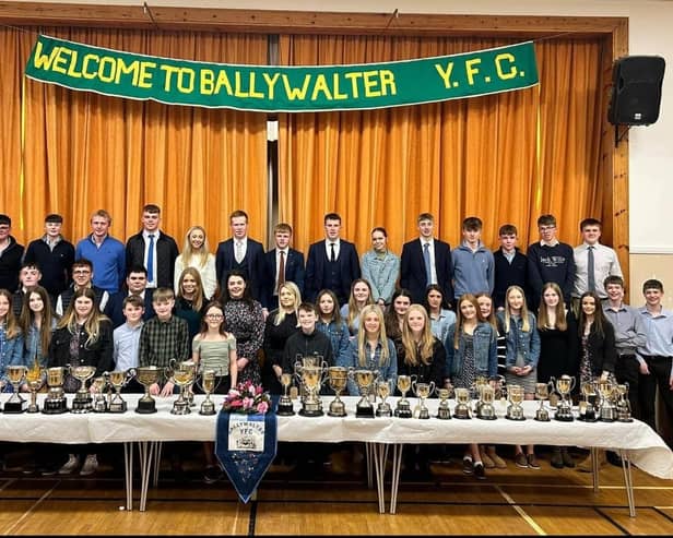 Friday 4th April Ballywalter Young Farmers held their annual parents night in Ballywalter Church Hall. A great night was had by all with guest speaker YFCU President Stuart Mills, as well as  enjoying some entertainment of swimming and stock judging sketches, junior girls dancing, prize giving and refreshments to end a wonderful night celebrating the clubs successful year. Picture: Ballywalter YFC