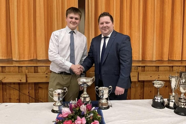 Oliver Patton received the Goudy Trophy for beef judging, Olivier also won the Booth Memorial Cup for the most enthusiastic boy and then junior one act cup for best actor