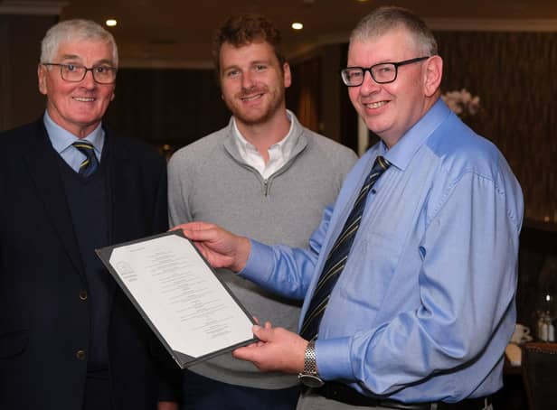 From left: David Perry, president; Jonny Lyons, vice-chairman; and secretary John Martin.  Photograph: Columba O'Hare/ Newry.ie