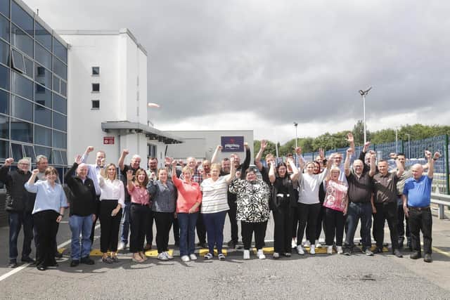 Staff from Pilgrim’s Europe Dungannon pictured outside the facility as they mark 50 years of operation, celebrating five decades of contribution to the local economy, community, and food industry.