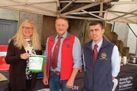 Fiona Brown of Charis Cancer Care, Nigel McIlrath, host farmer and Ryan Lavery, Chair of NI Dexter Cattle Group. (Pic: NI Dexter Cattle Group)