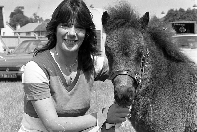 Heather Maxwell from Ballygowan with a first prize winning Shetland foal owned by Miss J M Stevenson of Glencregagh, Belfast, at the Ballymena Show in 1982. Picture: Farming Life/News Letter archives
