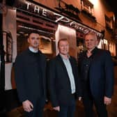 Celebrating the completion of the deal are Richard Patterson (centre) with new owners Ryan McGlone (left) and Henry McGlone (right). The McGlone family brings a wealth of industry experience to The Plough Inn having successfully founded and developed a number of venues in the mid Ulster area, including Dormans, Mary’s Bar and Secrets. Picture: Submitted