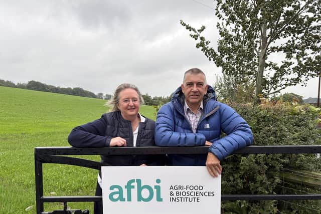 Professor Elizabeth Magowan, Director of AFBI’s Sustainable Agri-Food Sciences Division, with Dr David Graham, AFBI board member and chairperson of the Science and Impact Strategy Committee.