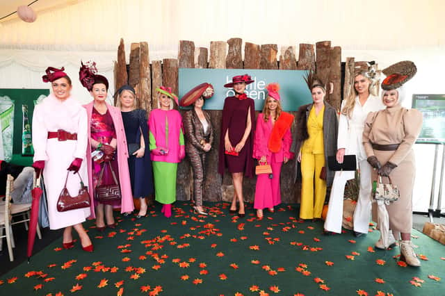 Ivona Moore from Kilkeel in Co. Down was awarded the highly acclaimed ‘Best Dressed’ title on Ladies Day which took place on day two of the renowned Ladbrokes Festival of Racing. The competition was judged by Cool FM Presenter and fashion enthusiast Rebecca McKinney, 2023 Miss Northern Ireland winner Kaitlyn Clarke and Sarah Lawson, Head of Marketing at bottlegreen Drinks, part of The SHS Group. Pictured (L-R) are Maria McAvoy, Faith Amond, Donna Mullan, Shileen McConville, Emma Murray, Ivona Moore, Rebecca McCausland, Nicole Mallen, Aimee Boyle and Judith Beckett.