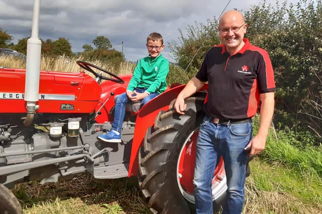 Colm and Tommy McGill from Aghadowey, Co Antrim, at the Bradley's Corner vintage tractor run. Picture: Darryl Armitage
