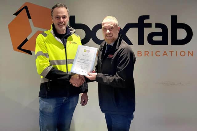 Paul McCartan, Boxfab Fabrications general manager pictured with Craig Scott, UFU corporate sales executive.