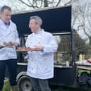 Ministers Muir and McConalogue enjoying Irish grass fed beef. (Pic: DAERA)