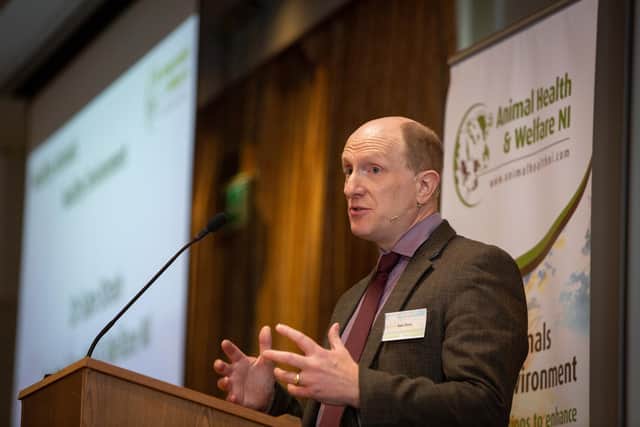 Dr Sam Strain, CEO, AHWNI addressing the ‘Healthy Animals – Healthy Environment’ conference