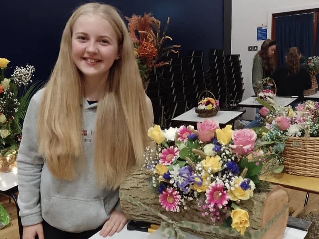 Kyra-Leigh Hallissey who took part in the Kells and Connor YFC Antrim floral art heats. Picture: Submitted
