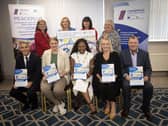 Mayor Lillian Seenoi-Barr with Junior Minister Aisling Reilly and Pamela Cameron, along with officials and group representatives at the launch.