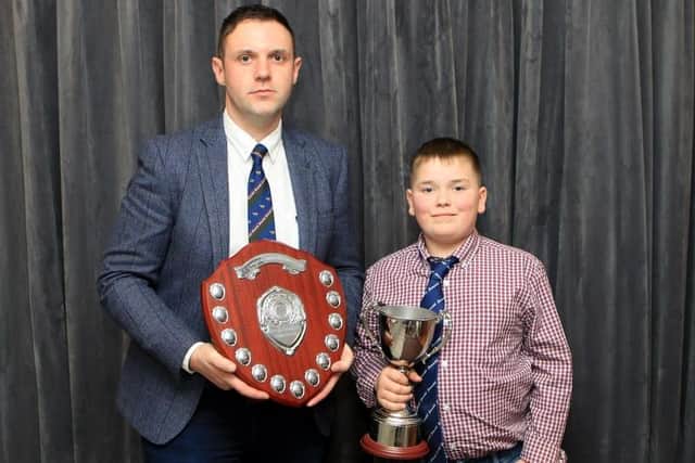 Lewis Dodd was the deserving recipient of the Young Stockperson of the Year 2023, picking up the Thelma Gordon Cup. (Pic: NI Simmental Club)