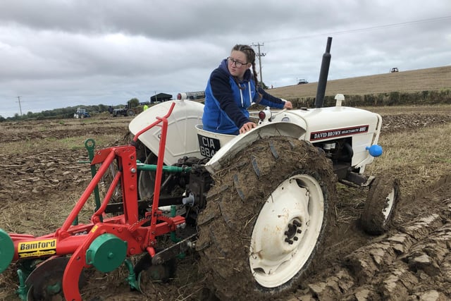 Rachel Evans taking part in the Ploughing Academy for Northern Ireland match. A second field to host this year's was kindly donated by the Henderson family to fuel the demand for these young enthusiastic people giving them the chance to become involved in competition ploughing. Picture: The Ploughing Academy for Northern Ireland
