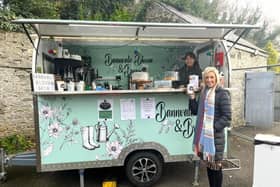 Carla Lockhart visits Bannville Bloom and Brew. Pic: DUP