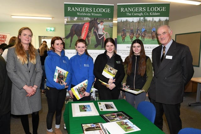 Richard Brabazon and Heidi Brabazon give Level 3 students Hannah Neill (Ballinderry Upper, Co. Antrim), Bethany Roche (Strabane), Gemma Crowe (Tandragee) and Keishla Canning (Dungannon) an insight into life at Rangers Lodge.