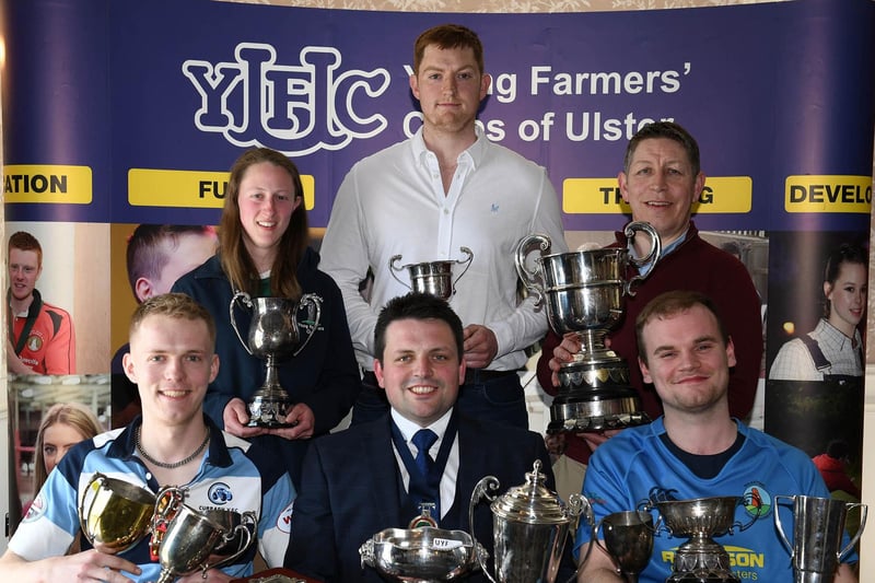 Ulster Young Farmer section prize winners with Rodney Brown, head of agri-bBusiness at Danske Bank, and YFCU president Richard Beattie. Picture: YFCU