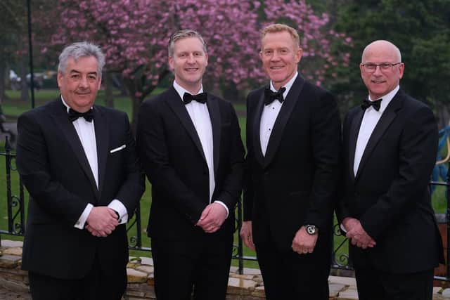 Pictured at the Northern Ireland Grain Trade Association Annual Dinner are from left: David O'Connor, Vice President, NIGTA; Gary McIntyre, President, NIGTA; Adam Henson, Guest Speaker and David Garrett, Interim CEO, NIGTA. Photograph: Columba O'Hare/ Newry.ie
