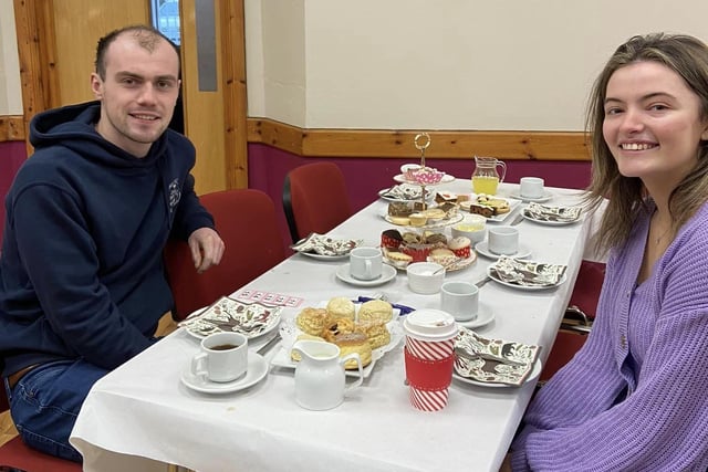 Matthew Livingstone and Karen Walker supporting the festive coffee morning. Picture: Submitted