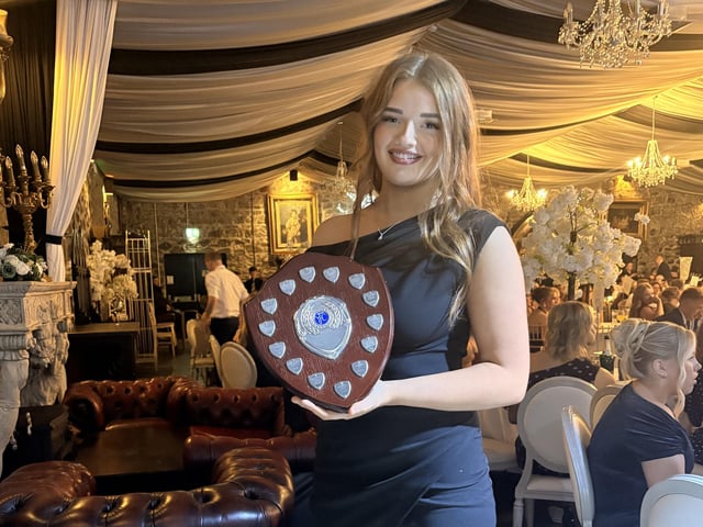 Ellen Livingstone (Randalstown YFC) received first place in 18-21 group debating. Anna Aitcheson and Gemma McNeilly not pictured.