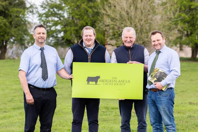 Launching the NI Aberdeen Angus Club’s Summer Championship are from left: vice-chairman Ian Browne; Clogher Show’s chief cattle steward Robert Simpson; breed society council representative John Blackburn, and junior vice-president Alan Morrison. Picture: David Porter/Mullagh Photography. Picture: Julie Hazelton