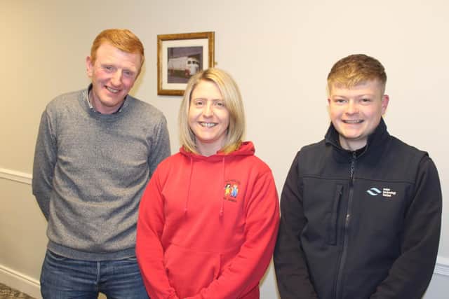 Chatting at the Newry Agricultural Show AGM for 2024: Kenny Dodds, Karen Annett and Marcus Murdock. Pic: Richard Halleron