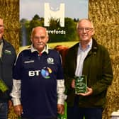Winners in the Best Small Herd Section Raymond Pogue Judge George Harvey and Jim Henning. Pic: Agriimages