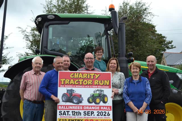 Pictured L-R: Preparations committee for tractor run Glenn Kerr, Samuel Calvin, Samuel Sloan, Ian Calvin, Jennie Calvin, Heather Calvin (Chair person) Liz Calvin, (Treasurer) Edwin Calvin.