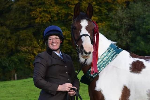 Emma and Kiss proudly displaying their sashes and rosettes from their back to back successes in 2022 and 2023. (Pic: Ard Lú Riding Club)