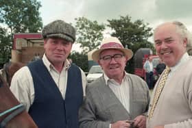 Pictured in September 1995 at the Ahoghill Pony Fair are Thomas Hamill of Ahoghill, centre, with his son Pat, left, and Laurence Murdock of Drumbo. Picture: Farming Life/News Letter archives